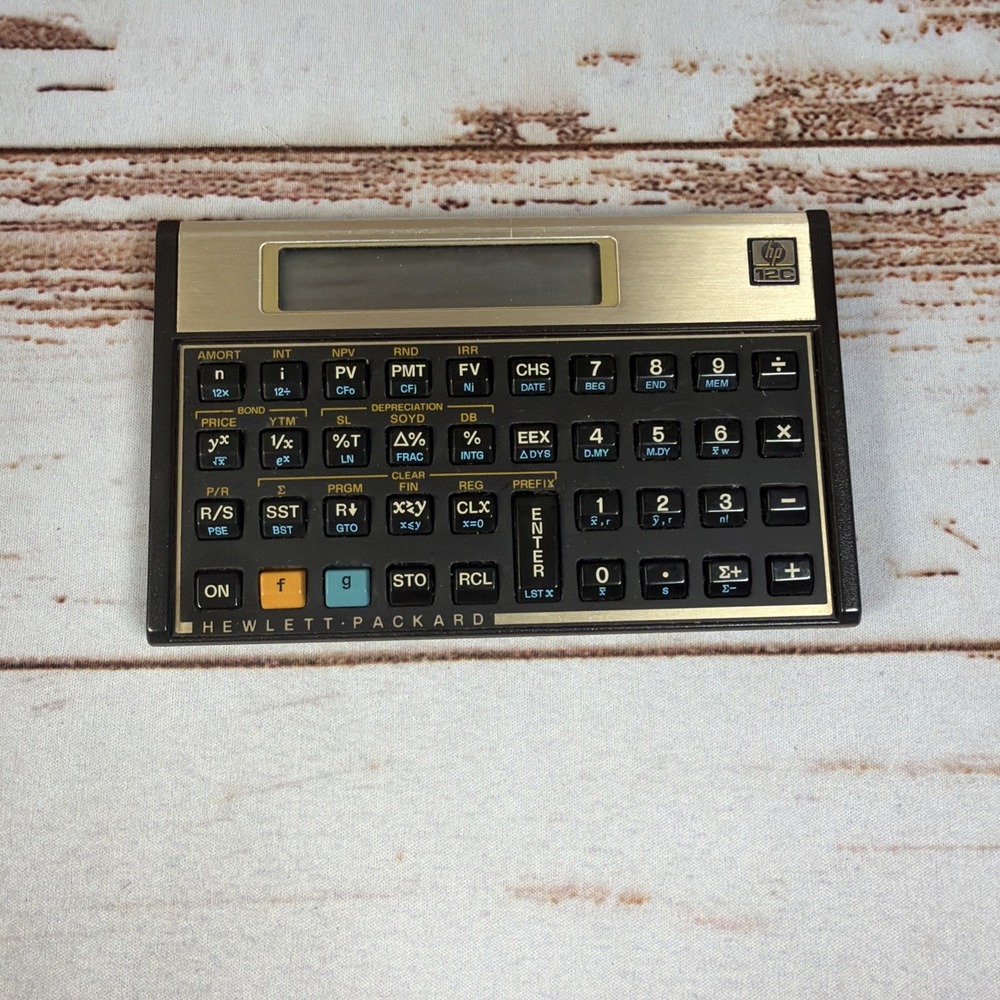 HP 12C Programmable Financial Calculator & Leather Slip Case Made in USA